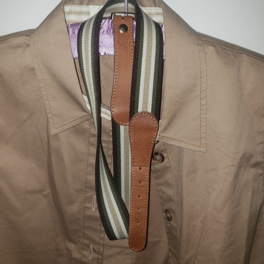 Dolce & Gabbana sleeveless beige cotton button down with D&G belt